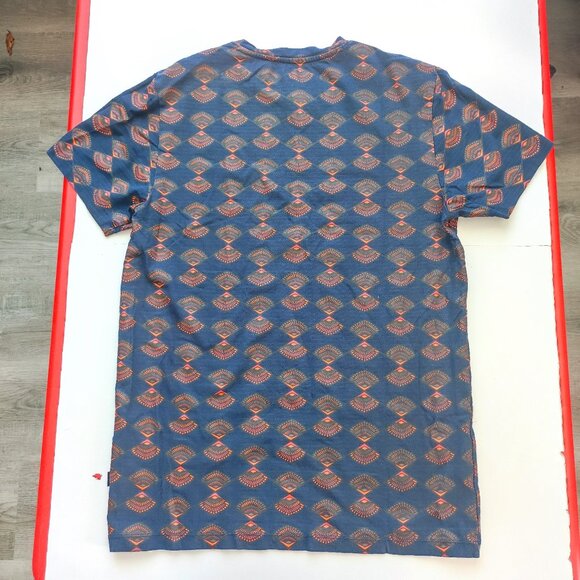 Jack & Jones T-shirt men's size L navy blue with orange graphic pattern slim fit - Picture 3 of 9